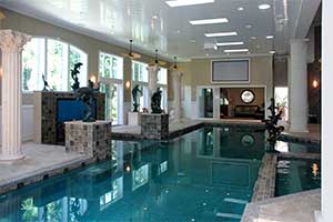 Indoor pool room with humidity control by DXair dehumidification system
