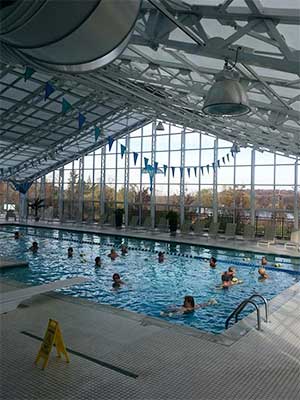 Indoor and outdoor pool at athletic facility