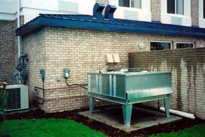 Example of an outdoor condenser fluid cooler for a hotel pool room