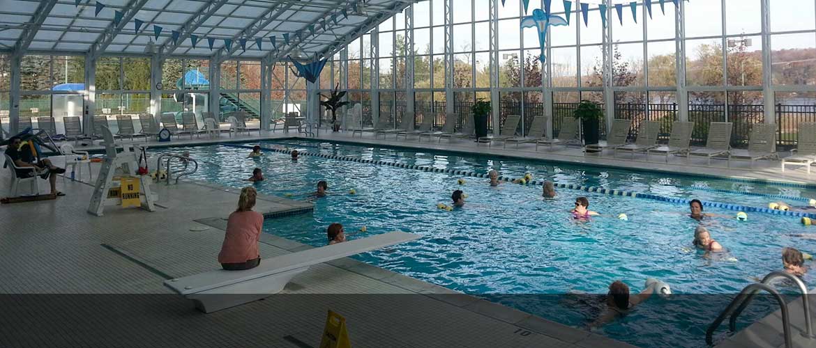 Indoor and outdoor pool at athletic facility
